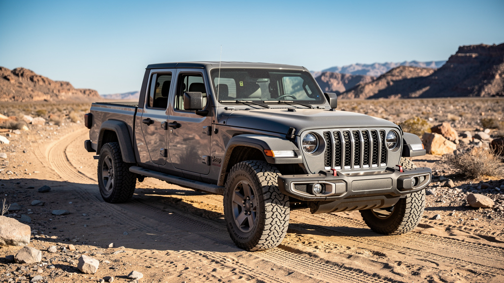 Jeep Gladiator pickup truck on a desert trail