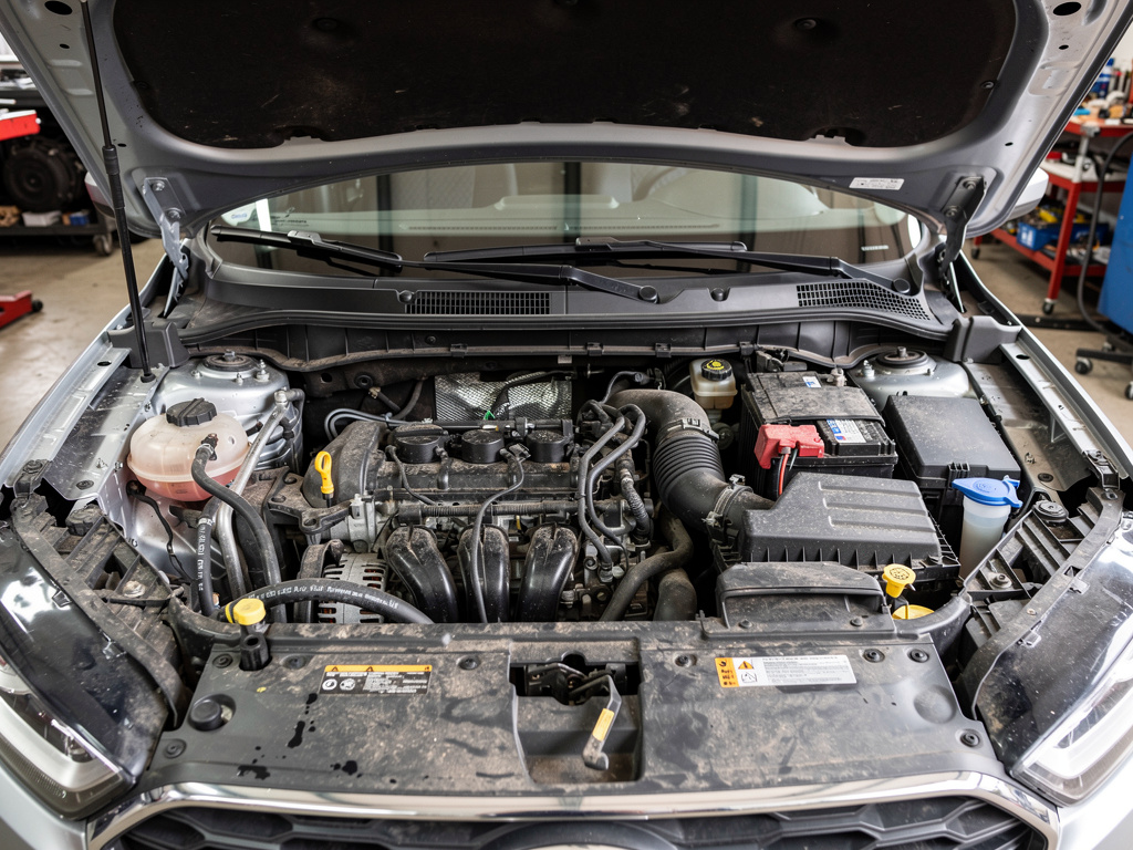 Small SUV four-cylinder engine bay