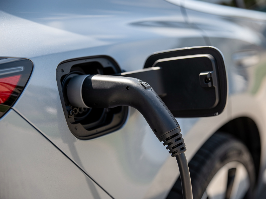 EV charging cable plugged into a Jeep Recon