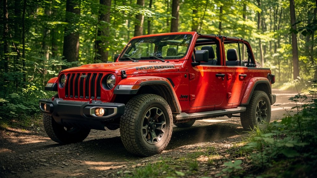 Jeep Wrangler JL off-road on a forest trail