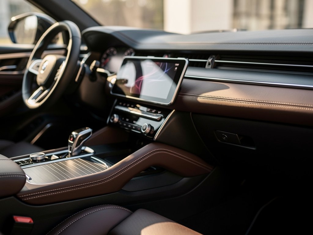 Jeep Wagoneer premium leather interior with touchscreen display