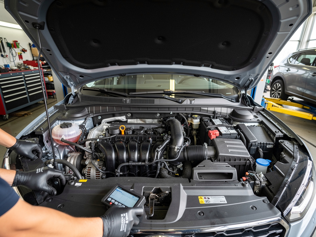 Jeep Cherokee four-cylinder engine bay