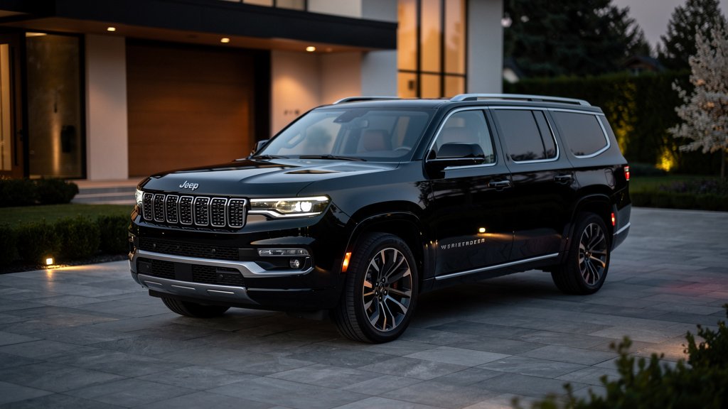 Jeep Wagoneer full-size luxury SUV in an upscale driveway