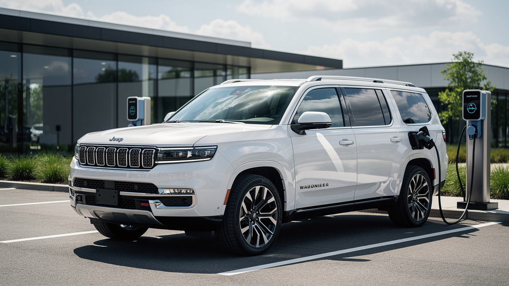 Jeep Wagoneer S electric SUV at a DC fast-charging station